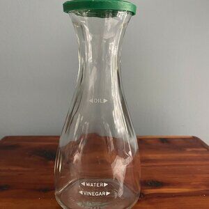 Vintage Green Lid Good Seasons Oil and Vinegar Salad Dressing Cruet Glass Bottle
